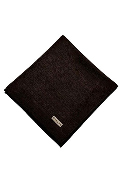 Vakko Pamuk İpek Monogram Eşarp 41727-Koyu Kahve