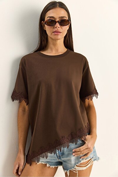 Hiccup Tricou supradimensionat din bumbac cu guler rotund LUCCI
