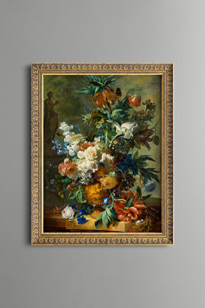 epiqart Embossed Classic Flowers in a Vase - Vintage Patterned Frame - Thin M...