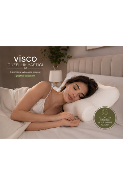 Nilyso Home %100 Ortopedik Visco Güzellik Yastığı – Boyun Destekli Hafızalı S...