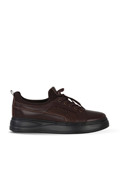 BUENO Brown Leather/Stretch Men's Sports Shoes
