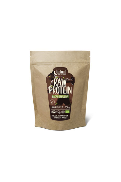 LifeFood Pudra proteica cu cacao si spirulina bio 450g