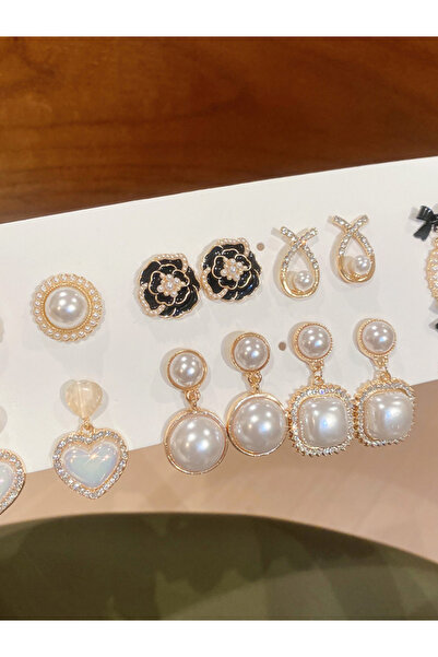 Take Two By Styli Set of 7 - Faux Pearl Embellished Earrings
