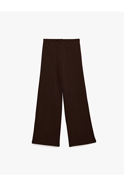 Koton Cotton Blend Straight Wide Leg Trousers