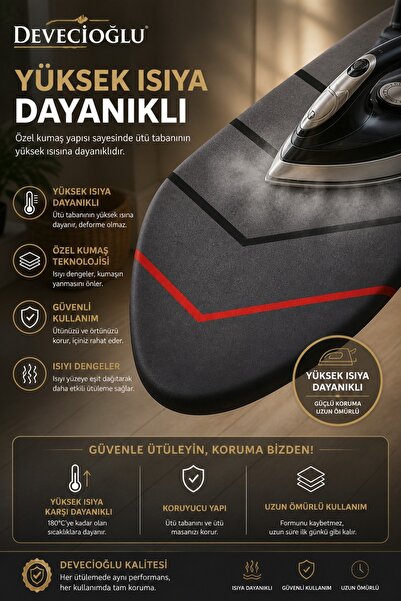 Devecioğlu Harbinger Keçeli Isıya Dayanıklı Ütü Masası Kılıfı Yeni Nesil Desen