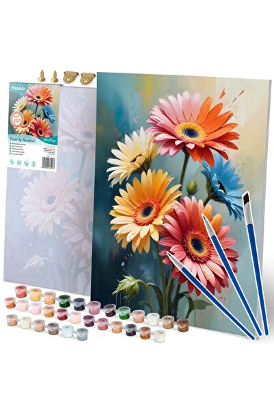 Massido Set pictura pe numere pentru copii/adulti 40x50cm cu 30 culori vibran...