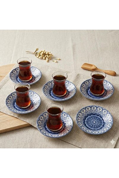 Tezyinat Wood Acem Kilim Porcelain 6-Piece Tea Plate