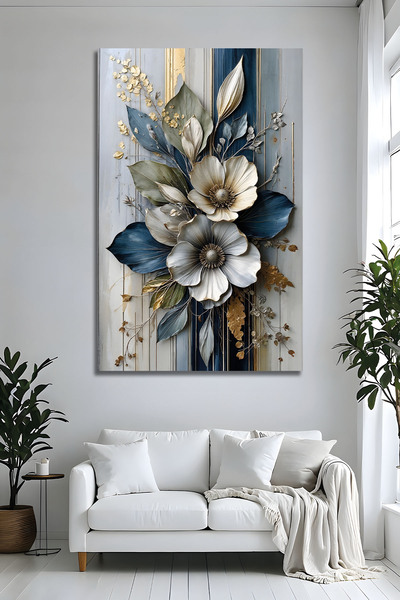 Parıltı Yayınları Modern Kabartma Görünümlü Çiçek Lüks Salon Oturma Odası Duv...