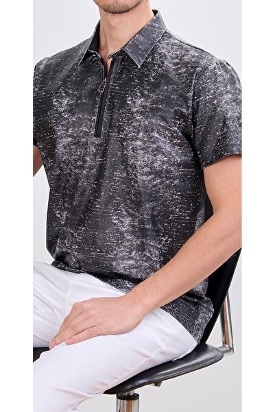 Mondo Gri Fermuarlı Polo Yaka T-Shirt