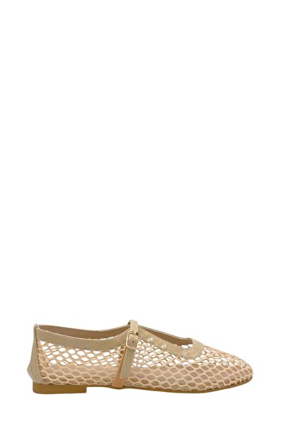 Moulin Shoes حذاء باليه نسائي من الشبك باللون البيج