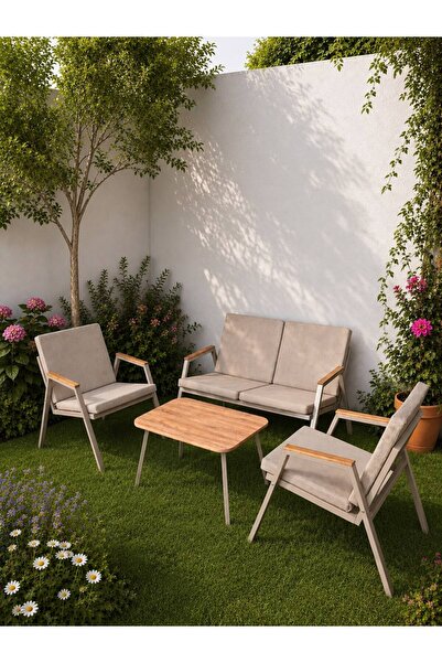 Dekoroom's VİENTO 2-1-1 BAHÇE BALKON MOBİLYASI,SEHPALI,CAPİ İSKELET, KUMAŞ RE...