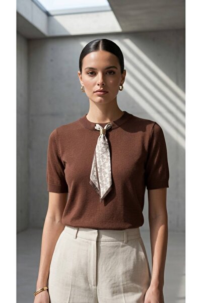 Fanori Woman Women's Scarf-Detail Tricot T-Shirt