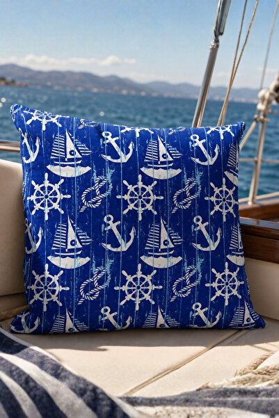 Elegancembroidery Διακοσμητική μαξιλαροθήκη με μοτίβο Marine Patterned Cotton...