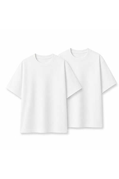 RF Studio Unisex Oversize Basic 100% Cotton T-Shirt 2-Pack |   Unprinted Soli...