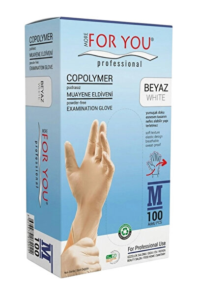 More For You Disposable Copolymer Gloves 100 Pcs White (m)