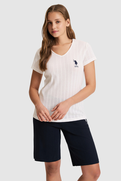 U.S. Polo Assn. Kadın Ekru Pijama Takımı 50326532-VR019