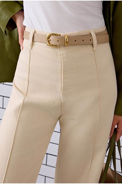 HEQA Gold Buckle Belt Beige