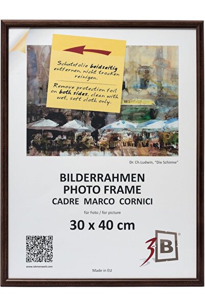 OEM Rama foto din lemn 30x40 cm, clasică, orientată pe portret, maro închis