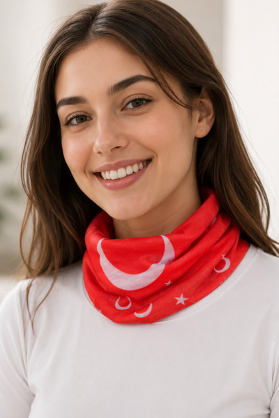 Sacce Scarves&Accessories Red Moon and Stars Buff Neck Gaiter Thin Fabric Mul...