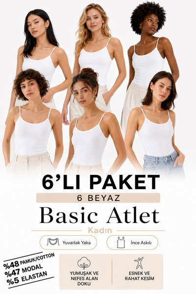 Loule Women's 6-Piece Modal & Cotton Thin Strap Flexible Basic Undershirt - A...