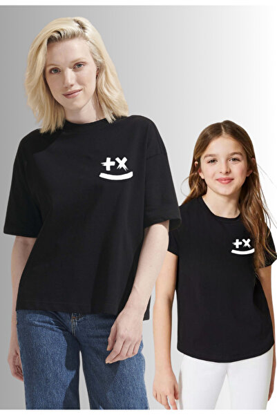 LOTS MODA Mother and Daughter Smile Printed T-Shirt (This Is a Single Item, A...