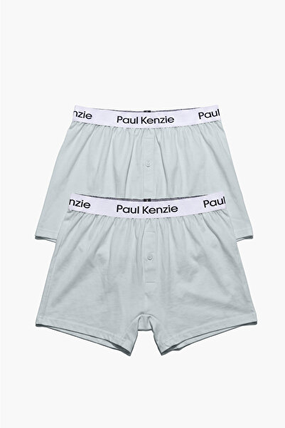 Paul Kenzie 2'li Erkek Boxer Şort - Button Fly Gray