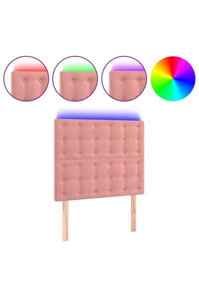 vidaxl Tăblie de pat cu LED, roz, 100x5x118/128 cm, catifea