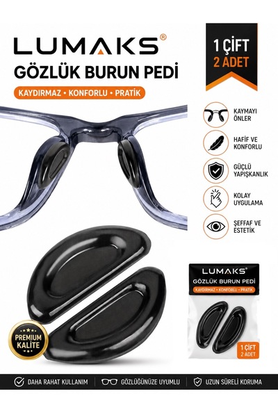 LUMAKS Glasses Nose Pad Black Anti-Slip Silicone Support Device 1 Pair (2 Pie...