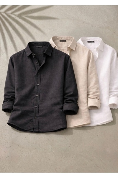 The Hench Men's Set of 3 Sofia Linen Shirts