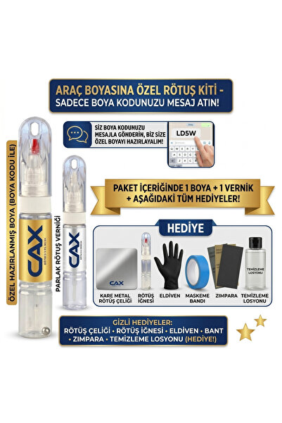 caxcolors Araba Boya Koduna Özel Rötüş Boyası Seti (25ml Boya Vernik Zımpara ...