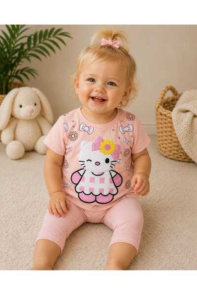 krm kerem bebe Hello Kitty Daisy Dream Nakış İşlemeli 3D Aplikeli Taytlı Yazl...