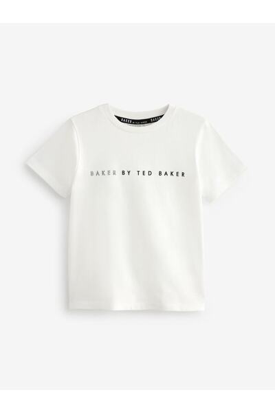 Little Aden Baker by Ted Baker White Logo Detailed Boys' T-Shirt