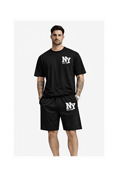 LOTS MODA Unisex Believe Detail Printed Shorts Set