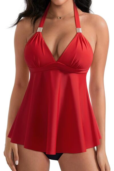 OEM Costum de baie în două piese Tankini cu talie înaltă modelatoare, roșu XL