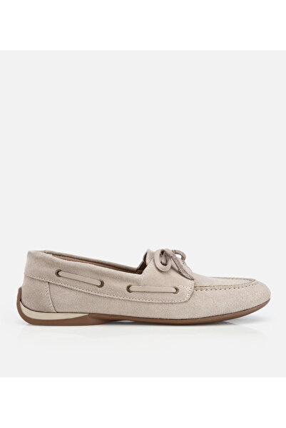 Hotiç Kadın Süet Deri Bej Comfort Günlük Loafer