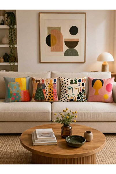 PİKKO HOME Boho Gallery 4-Piece Digital Print Polyester Kirlent Cover Set (Kr)