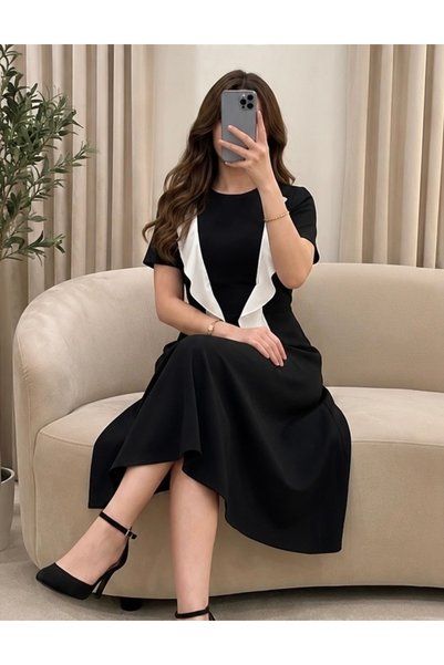 NAFASH فستان اسود و ابيض