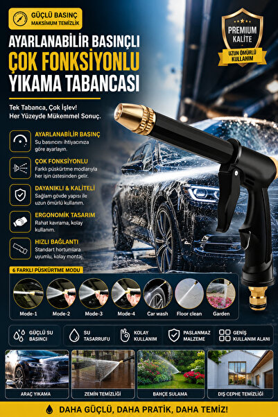 GÖZDE AKKURT Ayarlanabilir Basınçlı Çok Fonksiyonlu Yıkama Tabancası – Araç Y...