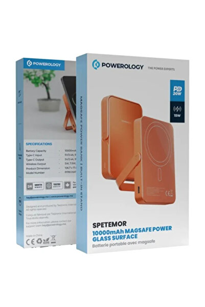 Powerology بنك طاقة سبيتمور 10000 مللي أمبير في الساعة بتقنية ماج سيف وسطح زج...