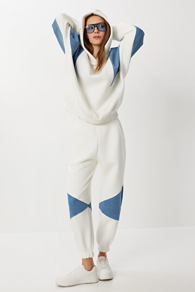 Lovelyİstanbul Denim Color-Blocked Top and Bottom Set Hfg0006 Ecru