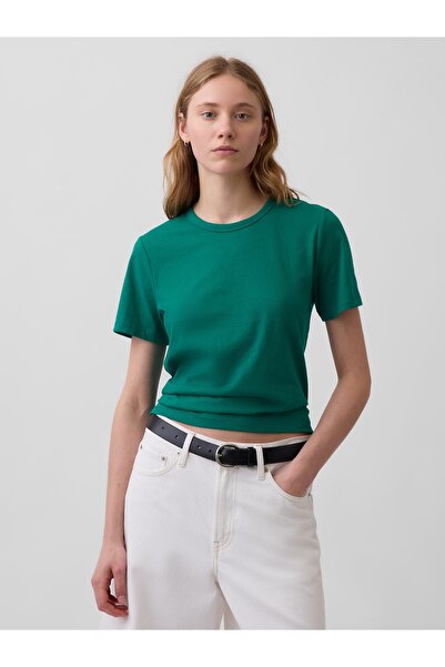 GAP Kadın Yeşil Organik Pamuk VintageSoft T-Shirt