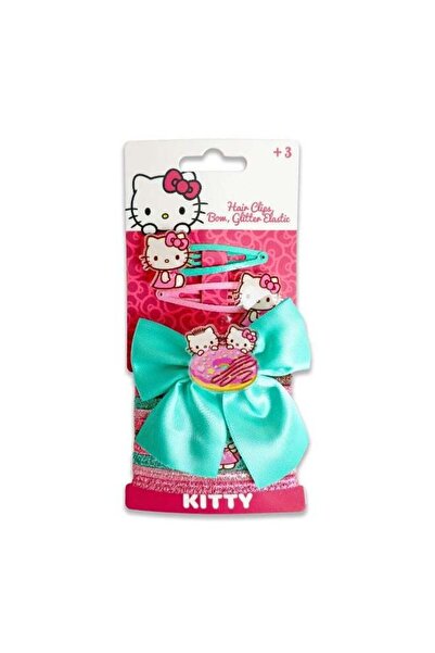 SANRIO Hello Kitty 2 Hair Clips/1Bow/10 Glitter Elastic