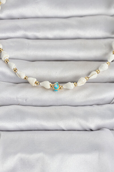 Lisinya Natural Sea Shell Stringed Evil Eye Model Necklace -