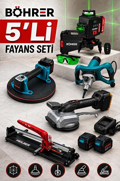 BÖHRER BA011334 Profesyonel Fayans Döşeme Seti 127 Cm Fayans Kesici Lazer Hiz...