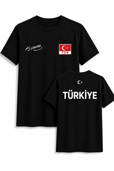 MECH BUTİK Μπλουζάκι με υπογραφή Ατατούρκ της Τουρκίας, ασπρόμαυρο, unisex, μ...
