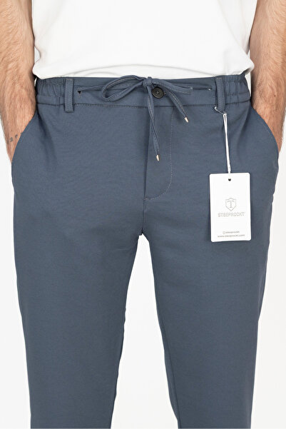 T SteepRockt Erkek Gri Jogger Pantolon Beli Bağlamalı Ve Kemerli Arka Cepli R...