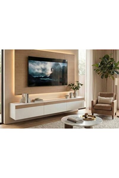 Vivense PURELINE LEDLİ DUVAR TV ÜNİTESİ, BEYAZ, 160 CM