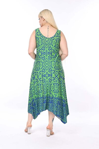 kısmet sepeti Women's Summer Buckle Strap Lycra Viscose Green Stylish Dress