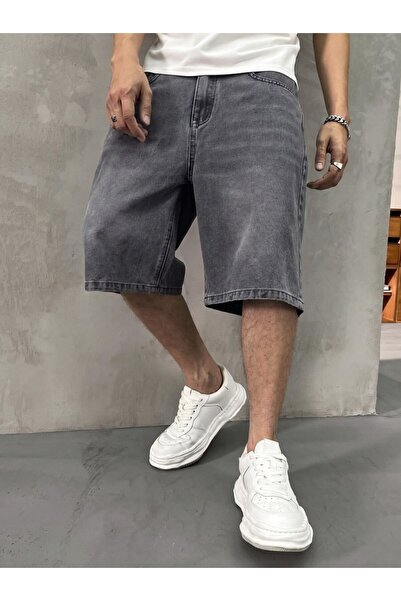 WKM Erkek Oversize Asit Yıkama Denim şort