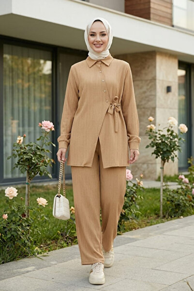 Hb Harma Time Butik Women's Buttoned Belted Strawberry Fabric Tunic Trousers ...